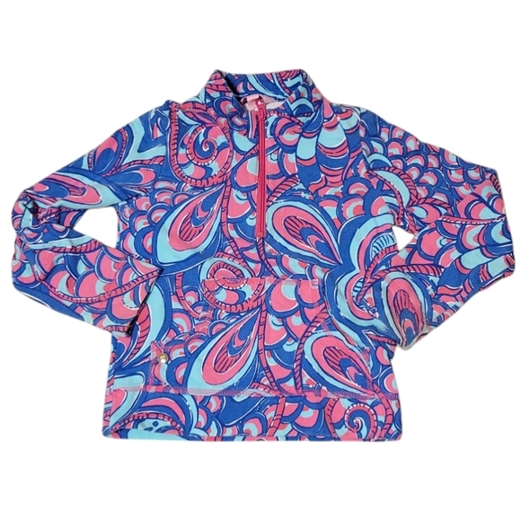 Lily Pulitzer Girl's Mini Skipper Reel Me In Brewster Blue Long Sleeve 1/2 Zip - Picture 1 of 5